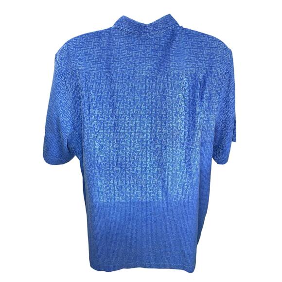 Tommy Bahama Button-Up Shirt – Textured Blue – Short Sleeve – Size XL 100% Silk - Picture 2 of 7